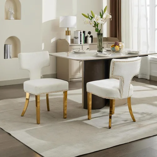 Vista 14 de Set of 2 Counter Height Bar Stools with Farmhouse Linen Upholstery, Curved Backrest Dining Chairs with Hardwood Frame for Kitchen Counter, Table &