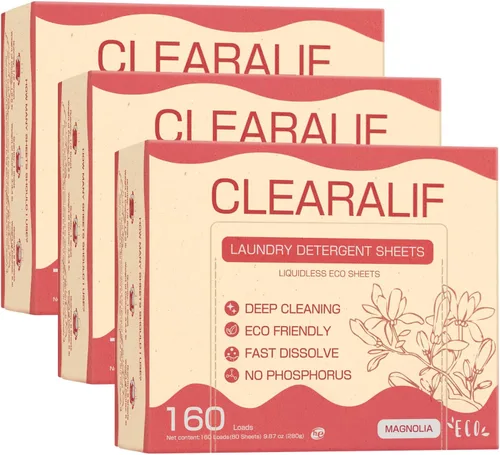 Vista 8 de CLEARALIF Hojas de detergente para ropa (480 cargas), sin perfume, ideales para viajes, apartamentos, dormitorios, tiras de detergente para ropa