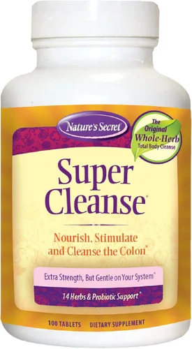 Nature's Secret Super Cleanse - Limpieza de colon extra fuerte con 14 hierbas y apoyo probiótico - Promueve la limpieza de desintoxicación y apoyo