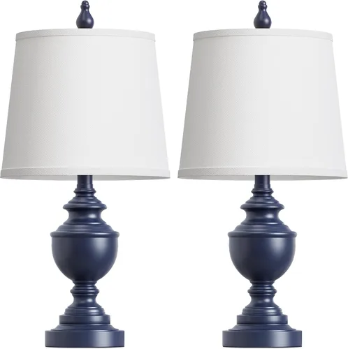 Vista 2 de PARTPHONER Juego de 2 lámparas de mesa retro, lámpara de noche para dormitorio, lámparas de mesa rústicas de granja para sala de estar, lámparas
