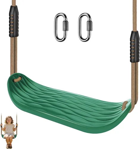Vista 18 de SELEWARE Juego de columpios para niños pequeños, con respaldo alto, asiento de columpio completo con cuerda ajustable y 4 mosquetones de bloqueo