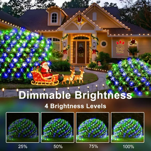 Vista 6 de KNONEW Christmas Net Lights 420 LEDs 13ft x 6.6ft Outdoor Mesh Lights Connectable Waterproof 8 Modes & Timer Plug-in Net Fairy Lights for Bushes