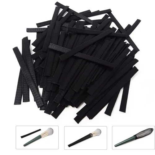 Vista 2 de Honbay - 100 protectores de brochas de maquillaje, reutilizables, expandibles, para brochas de maquillaje, brochas de pintura, borlas de bolso, Negro