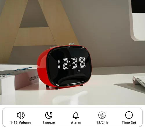 Vista 4 de iTOMA Reloj despertador retro con Bluetooth, pantalla de hora, ajuste de alarma, ranura para tarjeta TF, conector auxiliar, llamadas manos libres