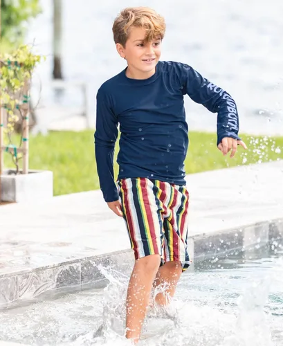 Vista 5 de RUGGEDBUTTS Camiseta de natación de manga larga para bebéniños pequeños con protección UPF 50+