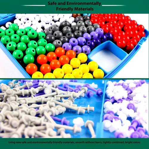 Vista 7 de EXBEPE Kit completo de modelo molecular de química de 406 piezas, conjunto STEM orgánico e inorgánico, suministros para escuela media, secundaria