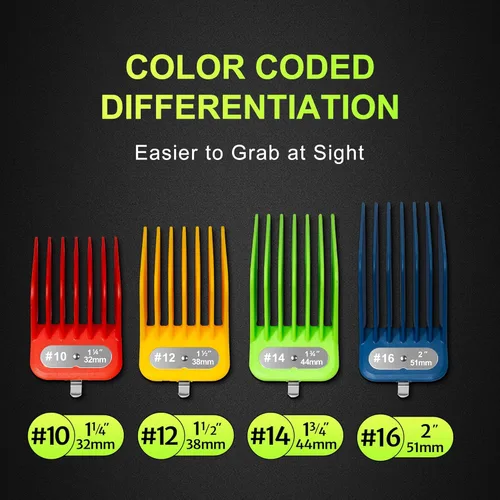Vista 3 de Juego de protectores cortapelos extralargos compatibles con Andis Master, Oster Fast Feed, Andis AAC-1, GC, LCL, ML, PM-1, PM-2, RCAC,RS-1,US-1