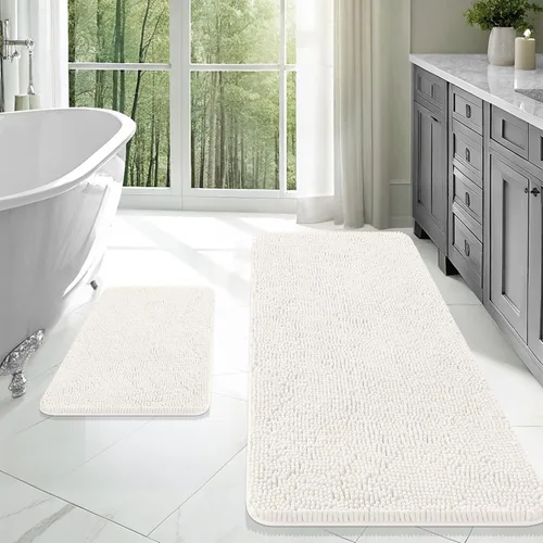 Vista 67 de OLANLY Juego de 2 alfombras de baño de felpilla suave y absorbente, antideslizantes, de secado rápido, lavables a máquina, accesorios de decoración
