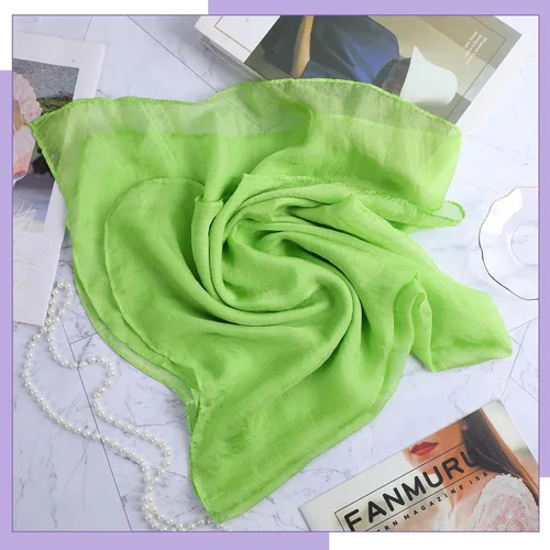 Vista 3 de Bufanda para la cabeza de gasa verde de Halloween y diadema ancha morada para mujer, bufanda de cuello de cinta, pañuelo de satén lavanda