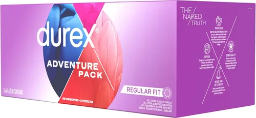 Vista 15 de Durex - Paquete Adventure de condones, lisos y estriados, a granel, preservativos de látex de ajuste regular