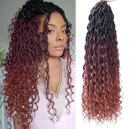 Vista 19 de Goddess Locs - Rastas de cabello corto rizado bohemio sintético de 10 pulgadas, paquete de 8 paquetes de trenzas de ganchillo preenrolladas