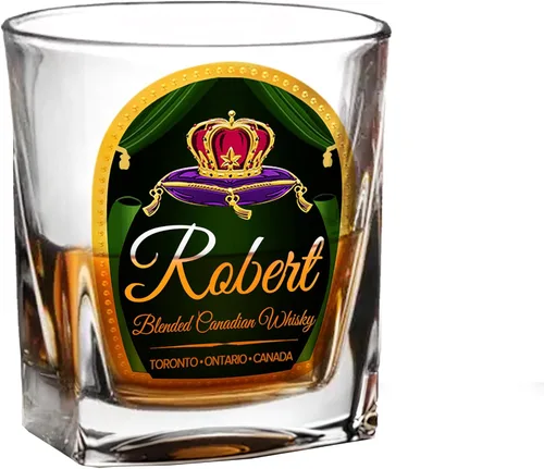 Vista 5 de Juego de 2 vasos de whisky real personalizados, vaso de whisky con corona personalizada, regalo para papá, vaso de whisky canadiense, regalo