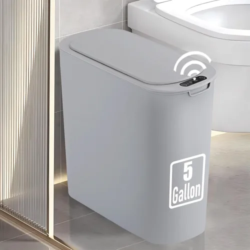Vista 10 de TIPGO Bote de basura de baño de 5 galones con sensor de movimiento y tapa, cubo de basura automático sin contacto, cesta de basura inteligente