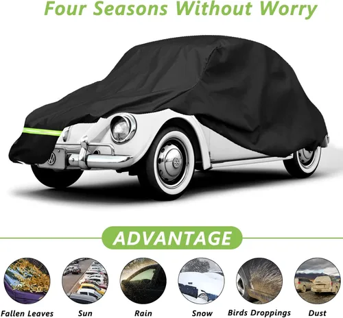 Vista 3 de YIXIN Fundas impermeables para coche para Volkswagen Beetle Bug Sedan 1960-1980, cubiertas de coche 190T, ajuste al cliente, correa resistente al