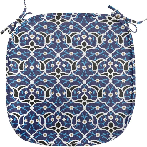 Vista 154 de Lunarable Juego de 4 cojines de asiento para silla, diseño de pétalos de flores de iris florecientes, arte de forma desgastada, acolchado de asiento