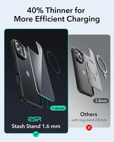 Vista 6 de ESR Funda para iPhone 16 Plus, compatible con MagSafe, funda protectora de grado militar, funda para teléfono con soporte integrado, cubierta