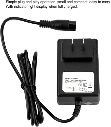 Vista 3 de Dc24V Cable de alimentación Razor Bike,Scooter eléctrico Cargador Razor Power Core E100,24V 0.6A Scooter eléctrico Batería para Razor E100 E125