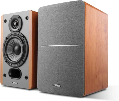 Edifier P12 - Altavoz pasivo para estantería – Altavoces de 2 vías con soporte de pared integrado – Color madera, par – Necesita amplificador o