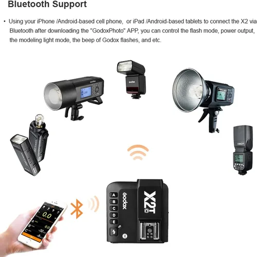 Vista 5 de Godox Disparador de flash inalámbrico X2T-C TTL para Canon - Soporte Bluetooth, 2.4G HSS 1/8000s, 5 botones de grupo separados, nuevo bloqueo
