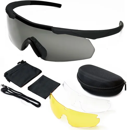 SPOSUNE Anteojos de disparo para hombre con funda, resistentes a los impactos con 3 lentes, gafas de seguridad antivaho para hombres y mujeres