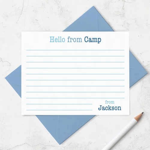 Vista 2 de Personalized Summer Camp Note Card & Envelope Stationery Set for Children - Cute Kids Writing Set for Camp Notes Home, Sleepaway Camp Stationary for