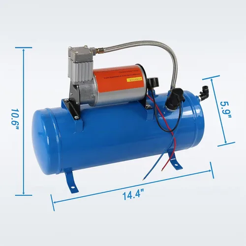Vista 5 de JDMSPEED Nuevo compresor de aire DC 12V de 150PSI con tanque de 6 litros 1.6 galones para bocinas de tren, autocaravanas y neumáticos