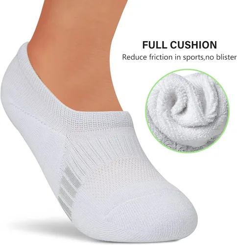 Vista 4 de Amutost No Show Socks - Calcetines deportivos para mujer con cojín en el tobillo corte bajo 5-6 pares