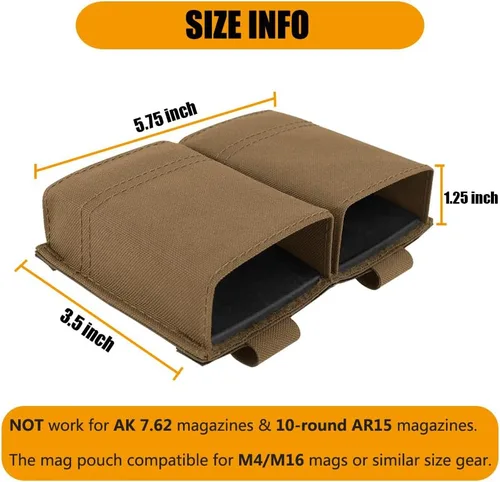 Vista 8 de KRYDEX 5.56 Funda para Cargador, Portacargador MOLLE Mag con Inserto de Funda para Cargador de Liberación Rápida