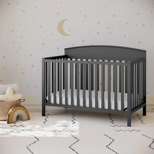 Vista 2 de Graco Benton 5 en 1 Cuna Convertible (Gris) – Certificado GREENGUARD Gold, se convierte de cuna para bebé a cama infantil, diván y cama