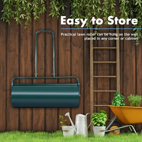 Vista 8 de S AFSTAR Rodillo de césped, empuje/remolque detrás del césped con mango en forma de U, rodillo de tambor de jardín relleno de agua y arena