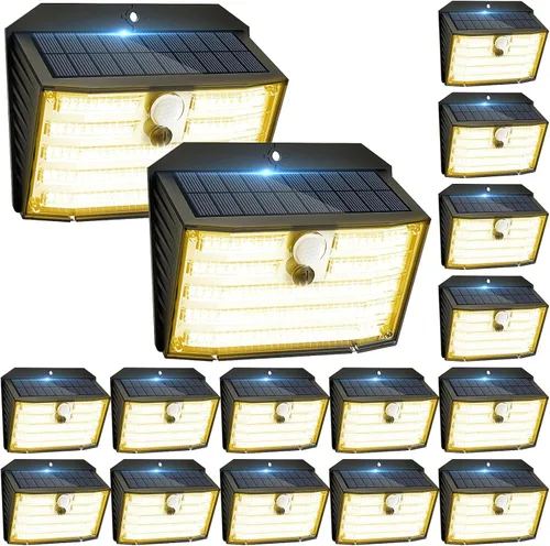 Vista 10 de Luces solares de movimiento para exteriores, luces solares ultra brillantes para valla con sensor de movimiento, luz de seguridad impermeable IP65