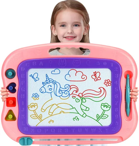 Wellchild Tablero magnético de dibujo, juguetes para niñas y niños de 3 años, tablero magnético de garabatos para niños, almohadilla de dibujo con