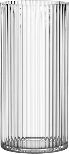 Vista 23 de Jarrón de vidrio ámbar, florero de cristal, jarrón de vidrio acanalado, moderno jarrón para flores, jarrón alto de vidrio para sala de estar, mesa