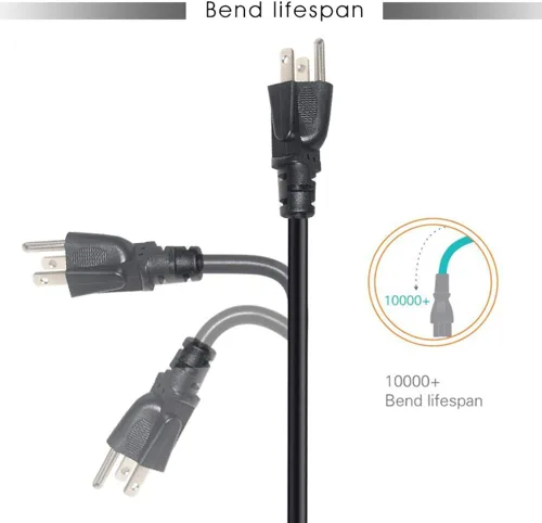 Vista 5 de Cable de alimentación de repuesto para monitor, paquete de 2 cables de alimentación para computadora de 3 pies, conector NEMA 5-15P a IEC C13, cable
