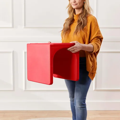 Vista 8 de ECR4Kids Tri-Me - Juego de mesa y sillas cubo, muebles multiusos, color rojo, 3 piezas