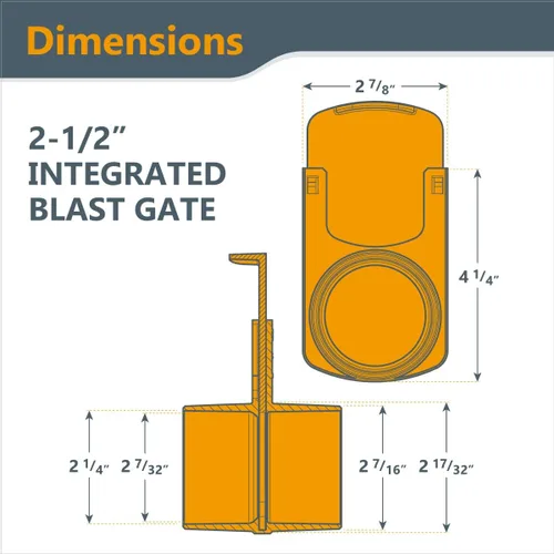 Vista 7 de POWERTEC 70294-P2 - Compuerta de Explosión Integrada de 2-1/2 pulgadas, Resistente a Obstrucciones, Accesorio de Plástico ABS Cónico Anti-Separación