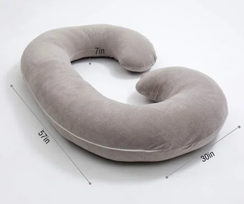 Vista 3 de 1 MIDDLE ONE Funda de almohada de embarazo en forma de C, funda de repuesto de terciopelo transpirable con cremallera para almohada de maternidad
