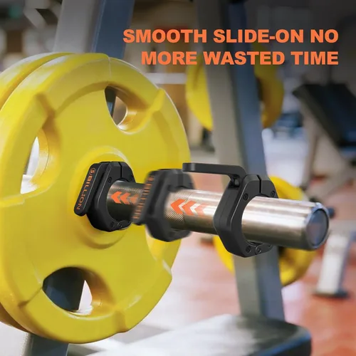 Vista 5 de Abrazaderas olímpicas de barra de 2 pulgadas (par) collares de barra para levantamiento de pesas seguro, clips de peso de liberación rápida