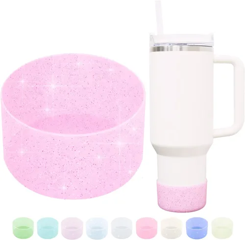 Vista 18 de Funda protectora de silicona con purpurina WORBSS para taza Stanley Cup H2.0 de 20, 30, 40 onzas y botella Hydro Flask de 18-24 onzas con cubierta