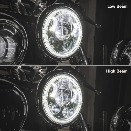 Vista 5 de TRUE MODS - Faro LED Harley de 5.75 pulgadas para Harley Davidson [acabado negro] [HALO DRL] [Cumple con DOT] Faro LED redondo para motocicleta Dyna