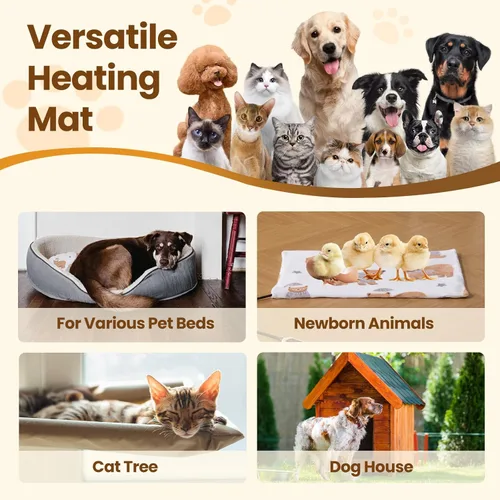 Vista 7 de Bearhug Cama térmica para gatos, almohadilla térmica para perros de 28 x 18 pulgadas [dos fundas reemplazables] Almohadilla térmica de temperatura