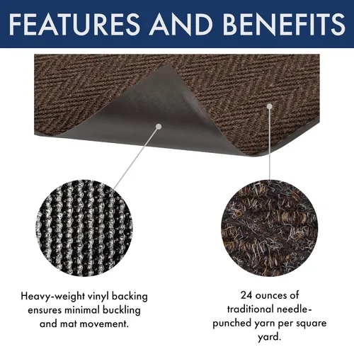 Vista 3 de Tapete para la entrada de Notrax, con diseño chevron, para vestíbulos y pasillos de interiores, Marrón, 1