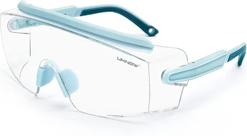 UKNOW Anteojos de seguridad sobre lentes, gafas de seguridad antivaho protección ocular envolvente, gafas protectoras ANSI Z87.1