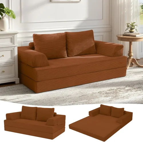 Vista 46 de COMAX Sofá cama futón, sofá cama convertible 4 en 1, sofás plegables sin hueso para sala de estar, plegable pequeño sofá biplaza plegable en el Verde