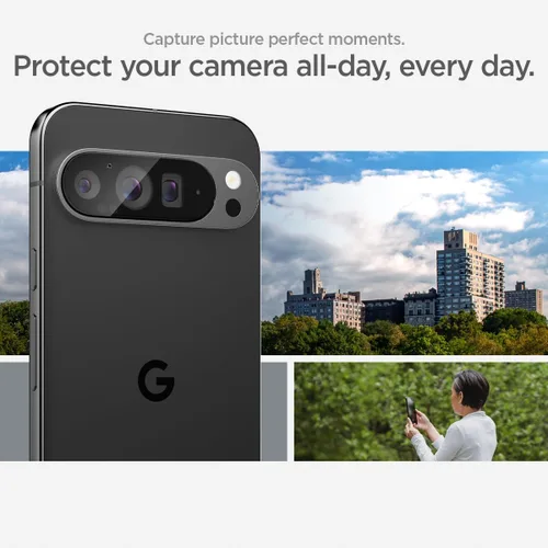 Vista 3 de Spigen GlasTR EZ Fit Optik, protector de pantalla para lente de cámara diseñado para Google Pixel 9 Pro XL [compatible con fundas], paquete de 2