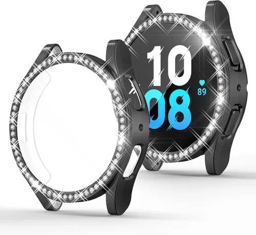 Vista 17 de RICHONE Compatible con Samsung Galaxy Watch 5 y Watch 4 y FE 40 mm Protector de pantalla Estuches de strass, Accesorios de cubiertas protectoras