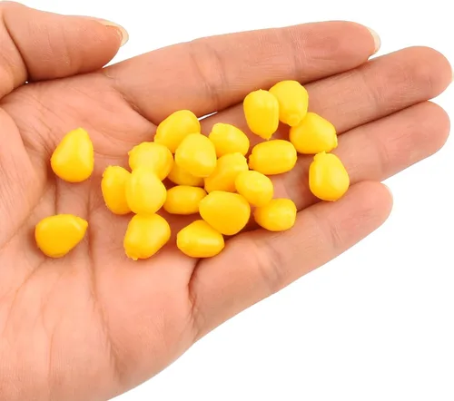 Vista 4 de 125 piezas de maíz falso simulado cebo suave pesca cebos de maíz anzuelo pellets de maíz para carpa, trucha