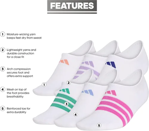 Vista 2 de Calcetines Adidas Superlite Super No Show, 6 pares, para mujer