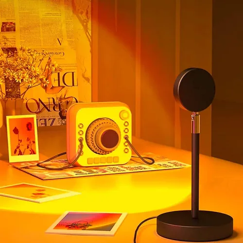 Vista 5 de Balkwan Lámpara de puesta de sol con rotación de proyección, lámpara de proyección de arcoíris, LED, romántica, visual, luz roja con USB, soporte
