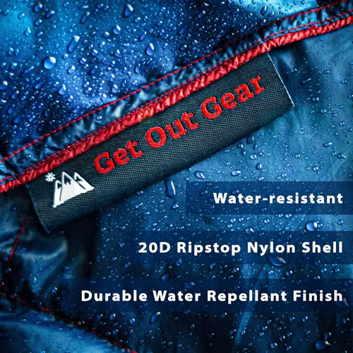 Vista 5 de Get Out Gear Manta de Camping Doble Acolchada - Extra Acolchada, Empacable, Liviana y Cálida Ideal para Exteriores, Viajes, Estadio, Festivales
